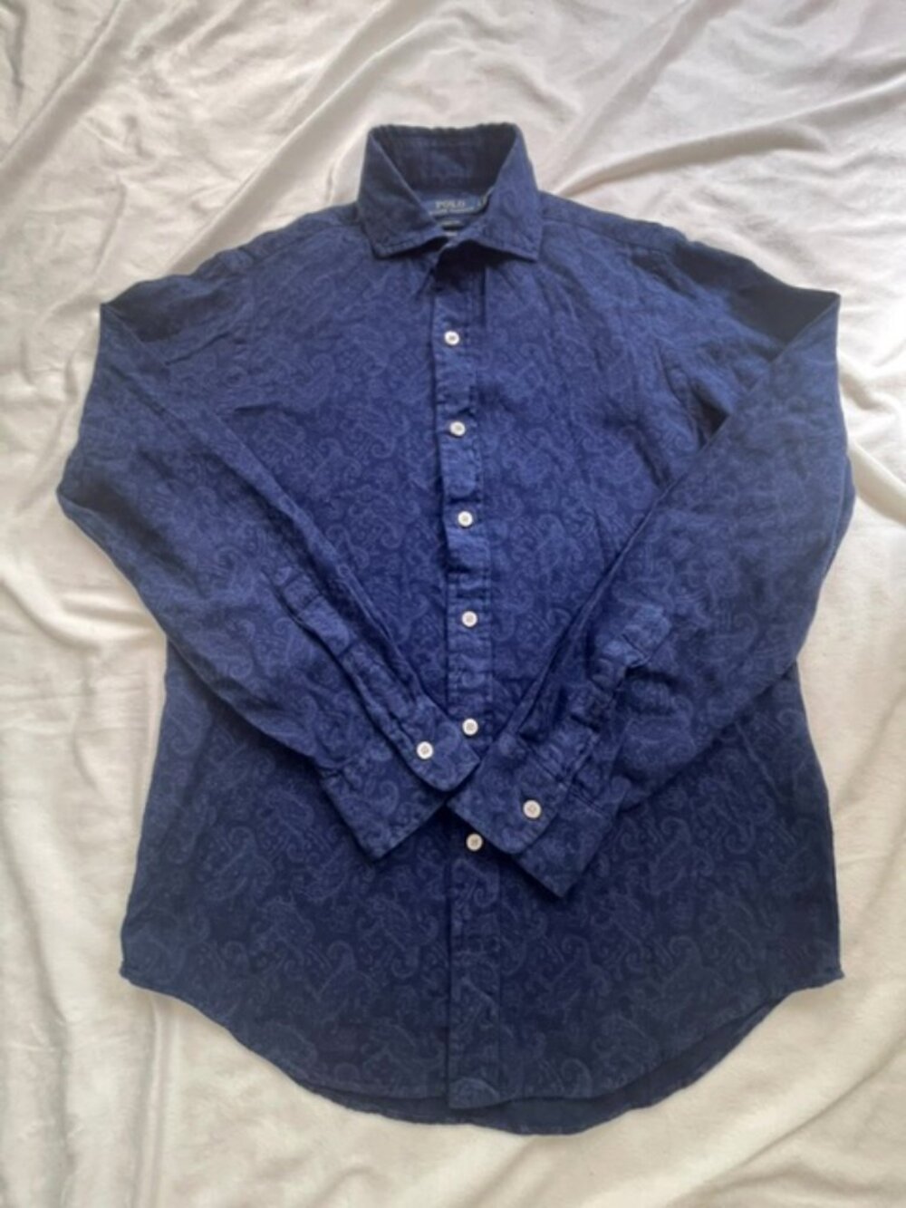 Polo Ralph Lauren Men’s Paisley-Print Button Down Shirt, Blue Indigo, Size S